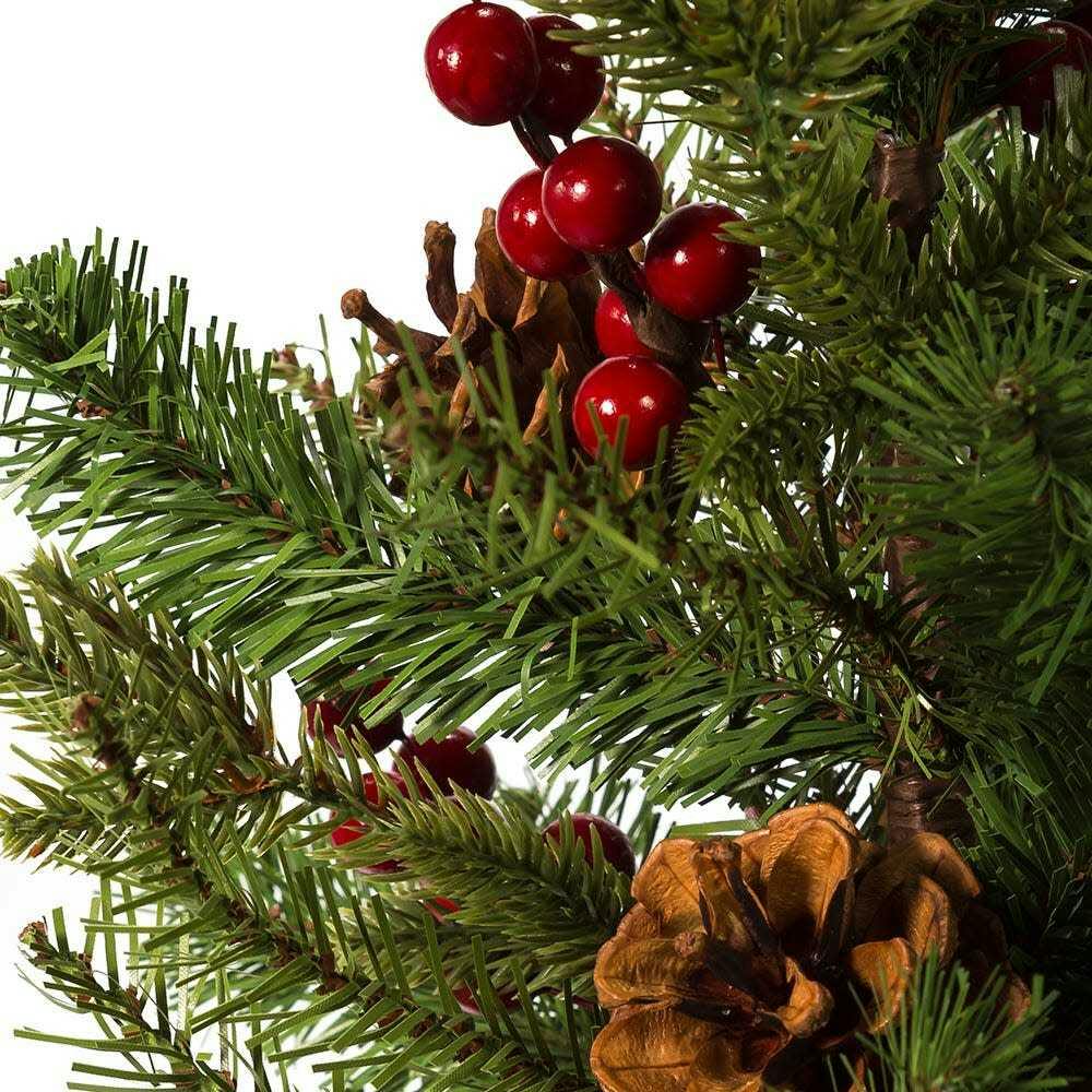 24-inch Red Berries and Pinecones Tree