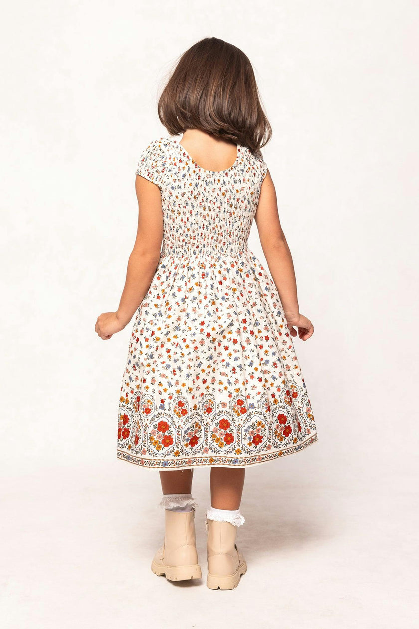 Mini Marlow Cap Sleeve Dress in Cream Ditsy Floral