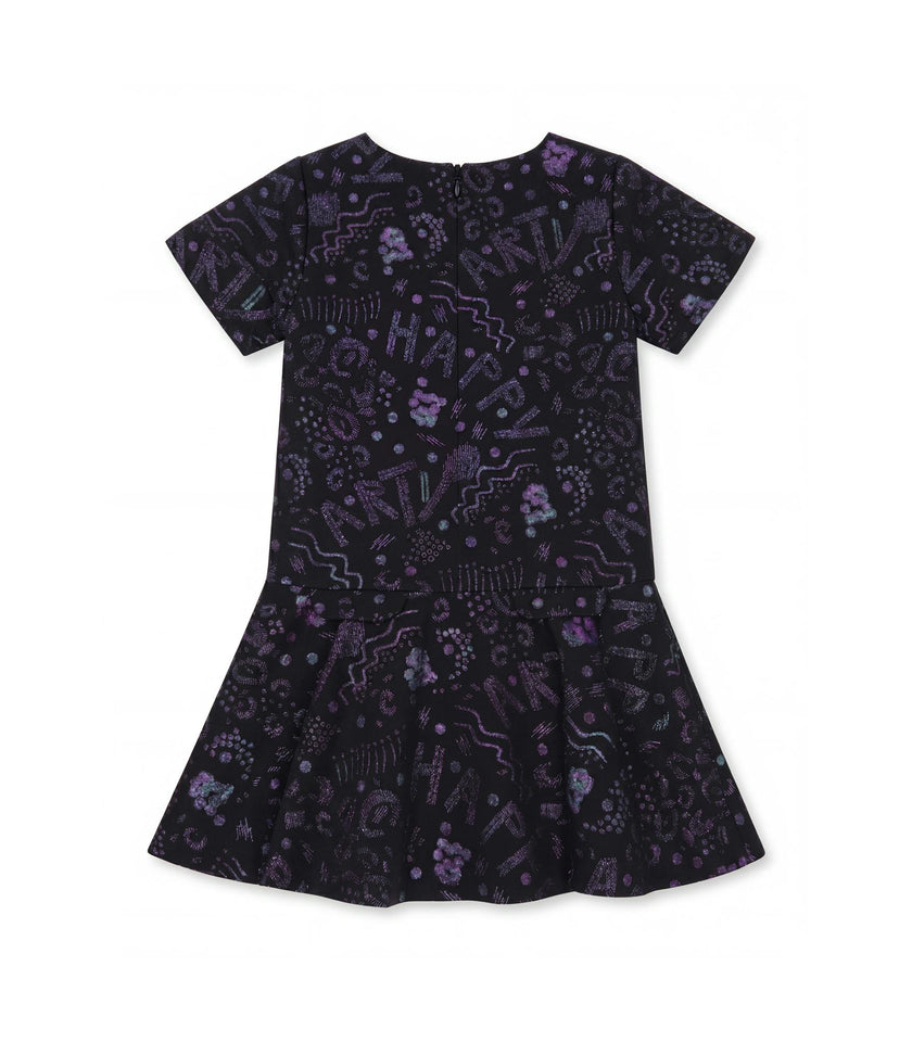 Felixa Girl Dress, Black Art Shiny Jacquard
