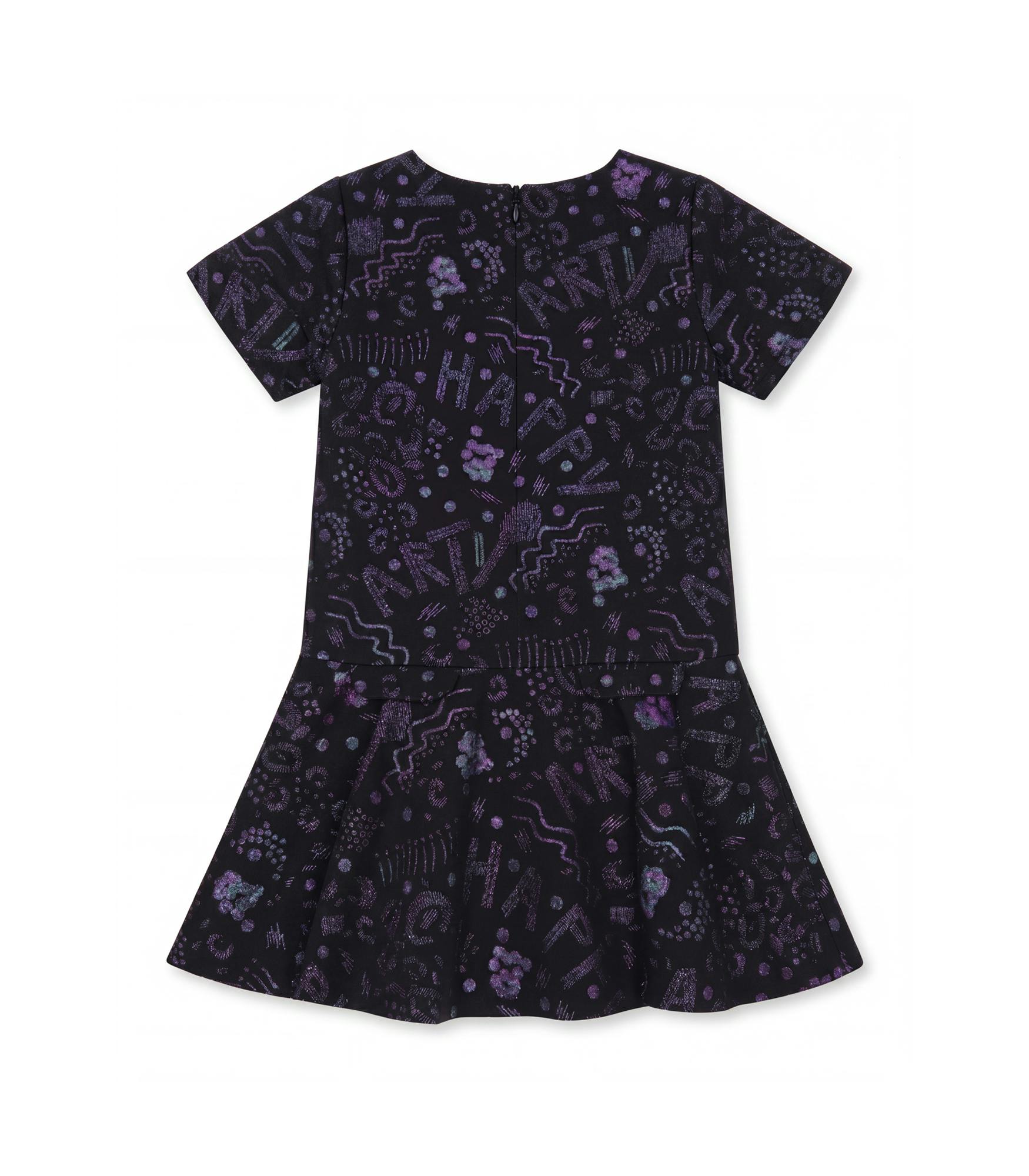 Felixa Girl Dress, Black Art Shiny Jacquard