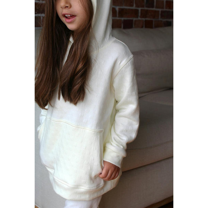 Boy Cream Long Hooded Pocket Jersey 100% Cotton