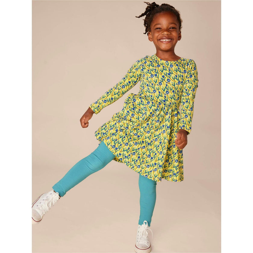 Long Sleeve Twirl Dress, Yellow