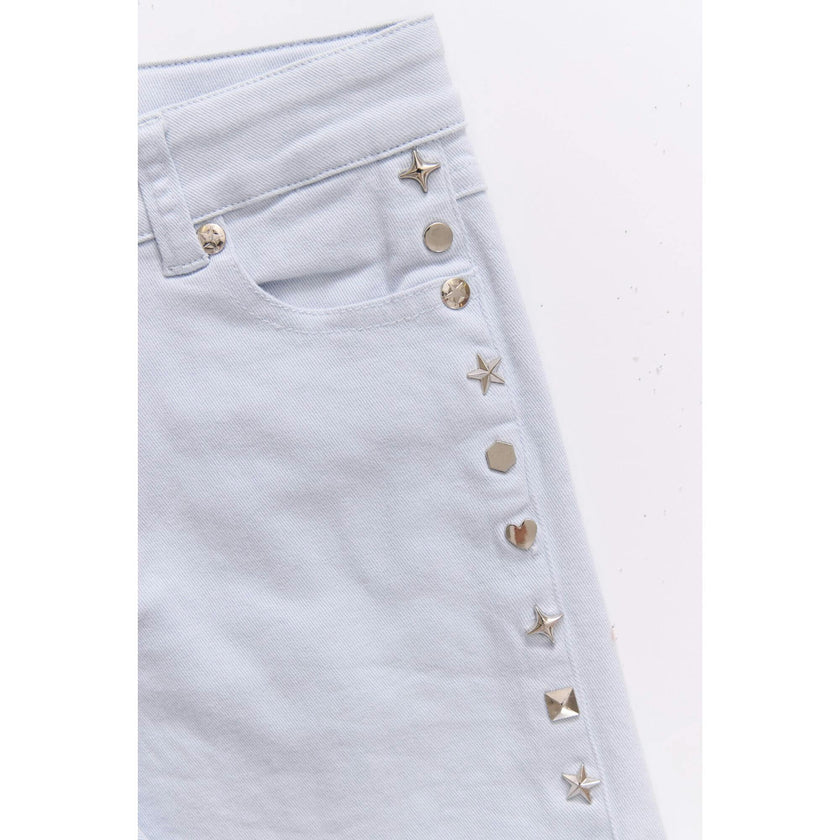 Girls Twill Stud Short in Cloud Blue