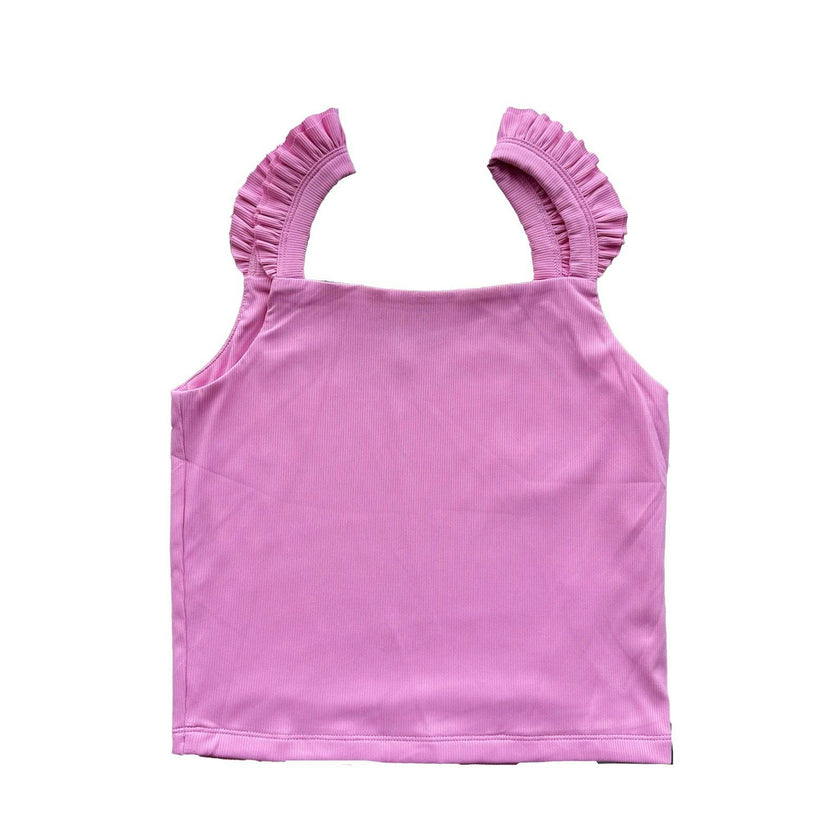 Lavender Ruffle Strap Tank Top