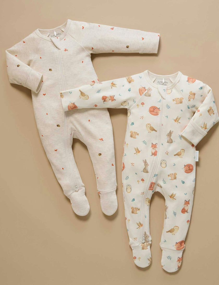 Printed Zip Growsuit Pack Cloud Woodland Print