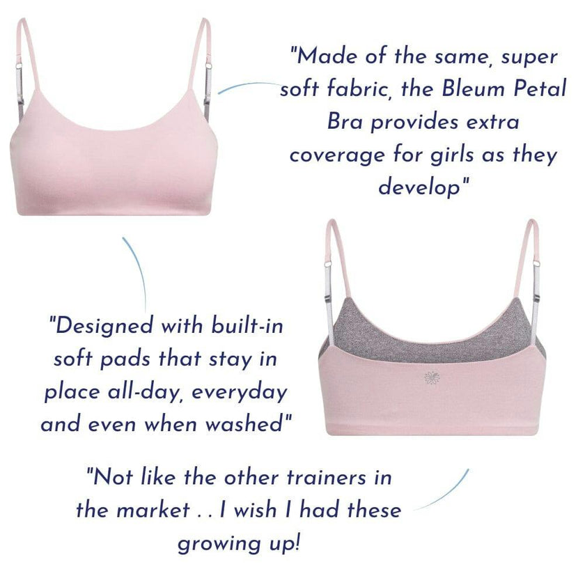 Bleum Petal Padded Reversible Girls Bralette Blush-Dove