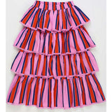 TROPIC RUFFLES STRIPES SKIRT PINK