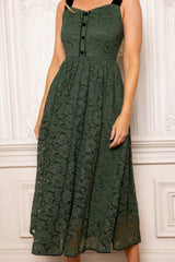 Penny Tank Midi Dress in Green Lace