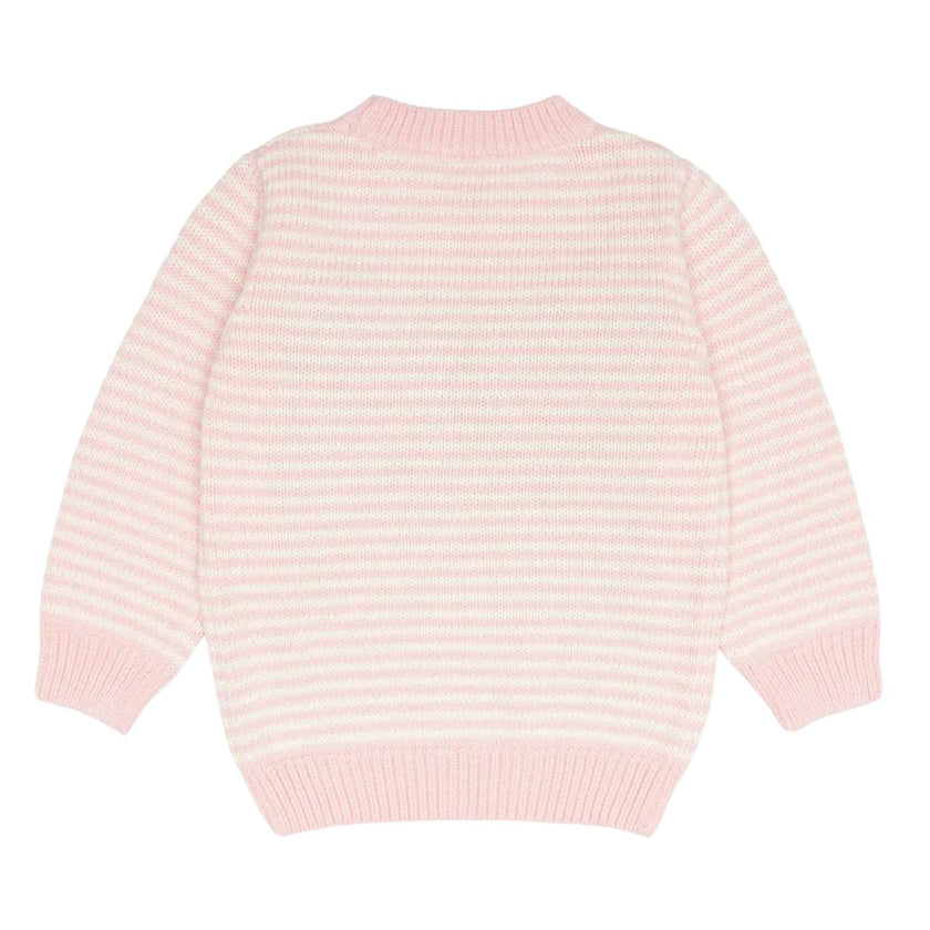 unisex pink and cream stripe knit sweater