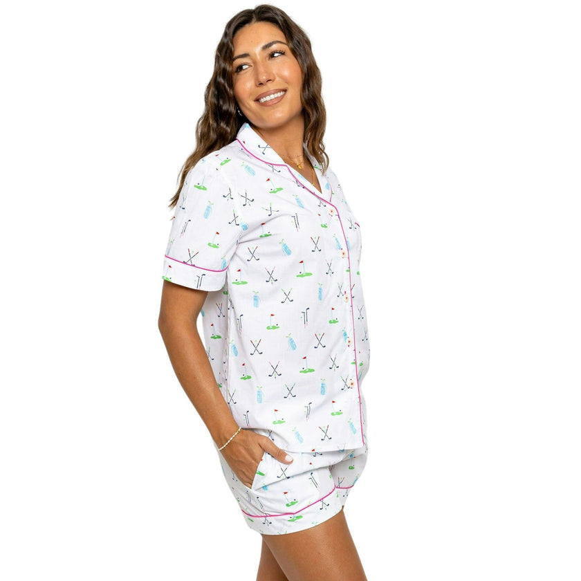 Women's Golf Short PJ Set - Organic Cotton Poplin