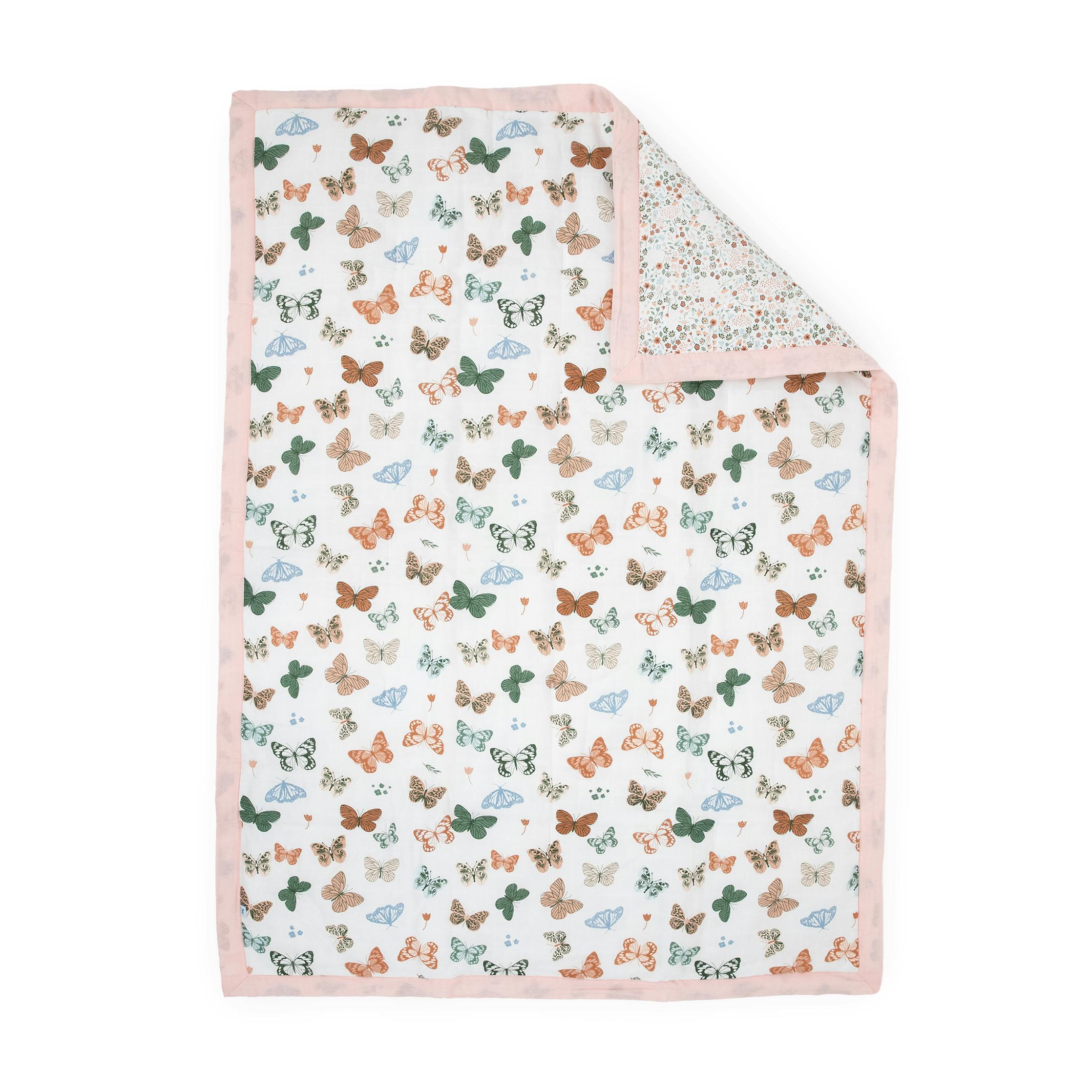Cotton Muslin Toddler Comforter - Butterflies