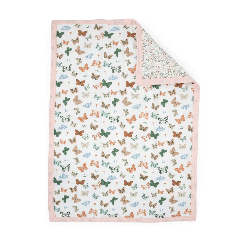 Cotton Muslin Toddler Bedding 3 Piece Set - Butterflies 2