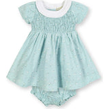 Short Sleeve Linen Dress with Ruffle Collar, Blue