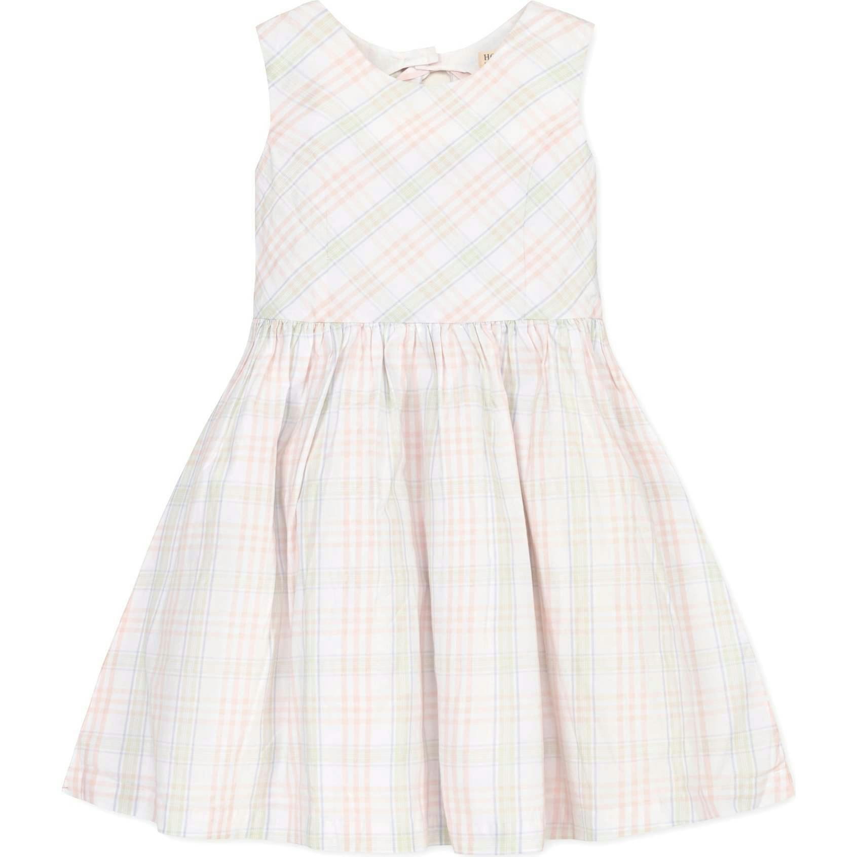 Organic Stretch Poplin Button Back Party Dress, White