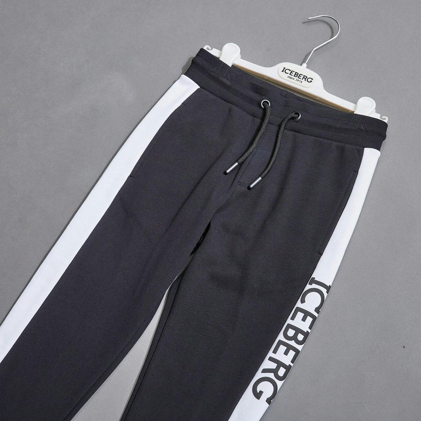 ICEBERG Logo Stripe Sweatpants - Black