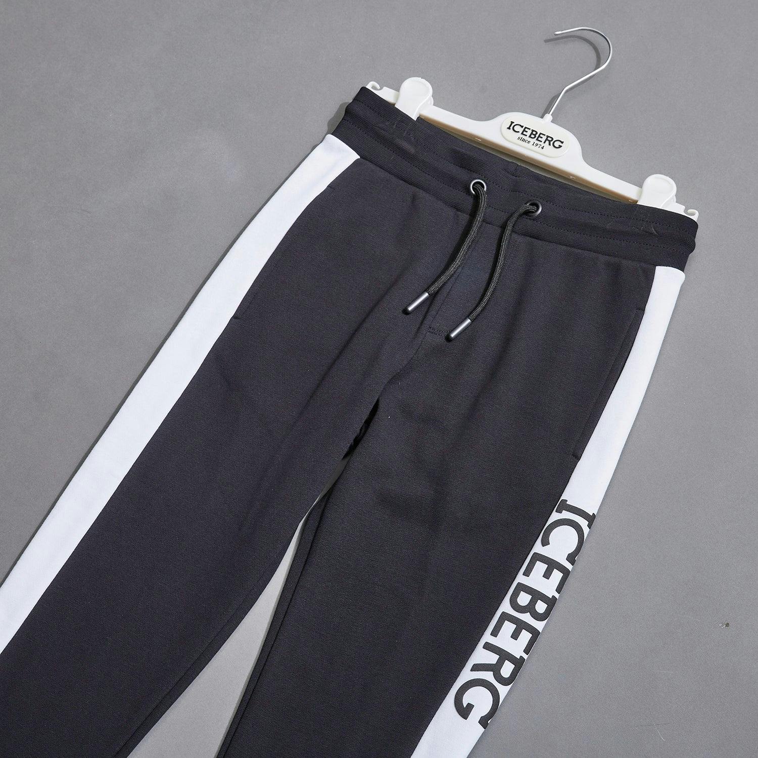 ICEBERG Logo Stripe Sweatpants - Black