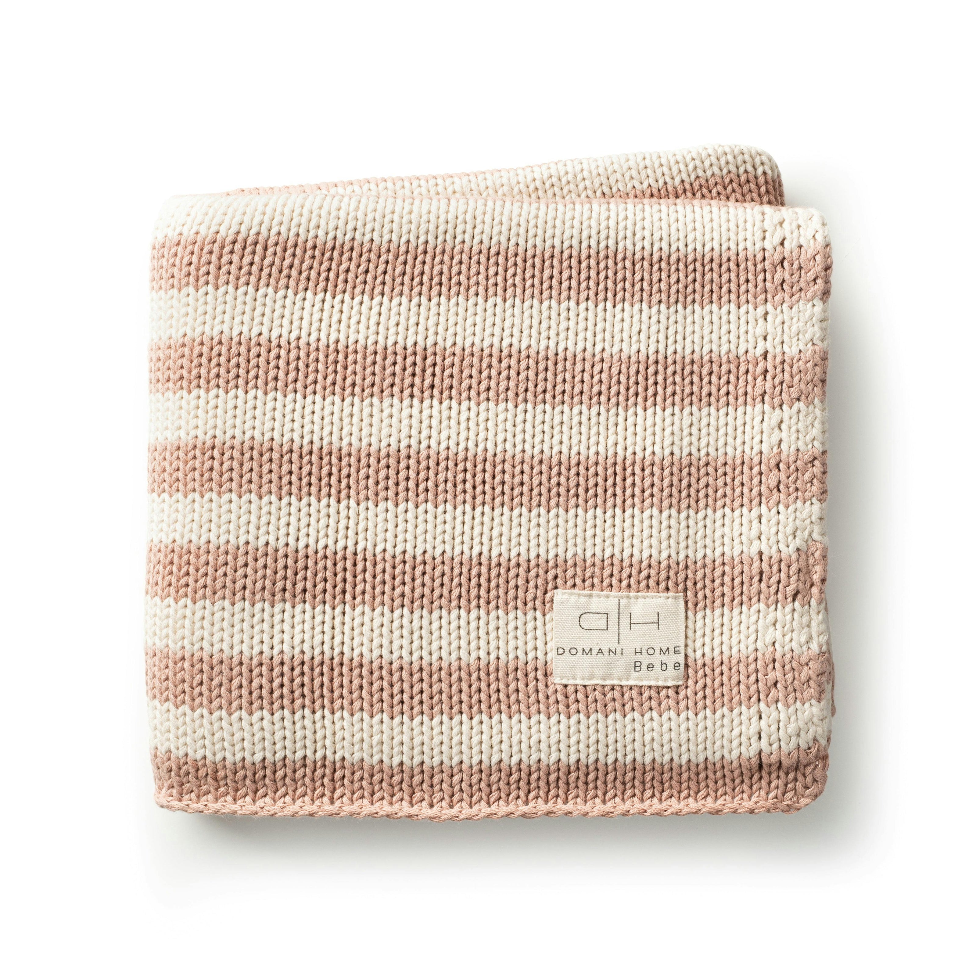 Iconic Stripe Knit Baby Blanket - Blush