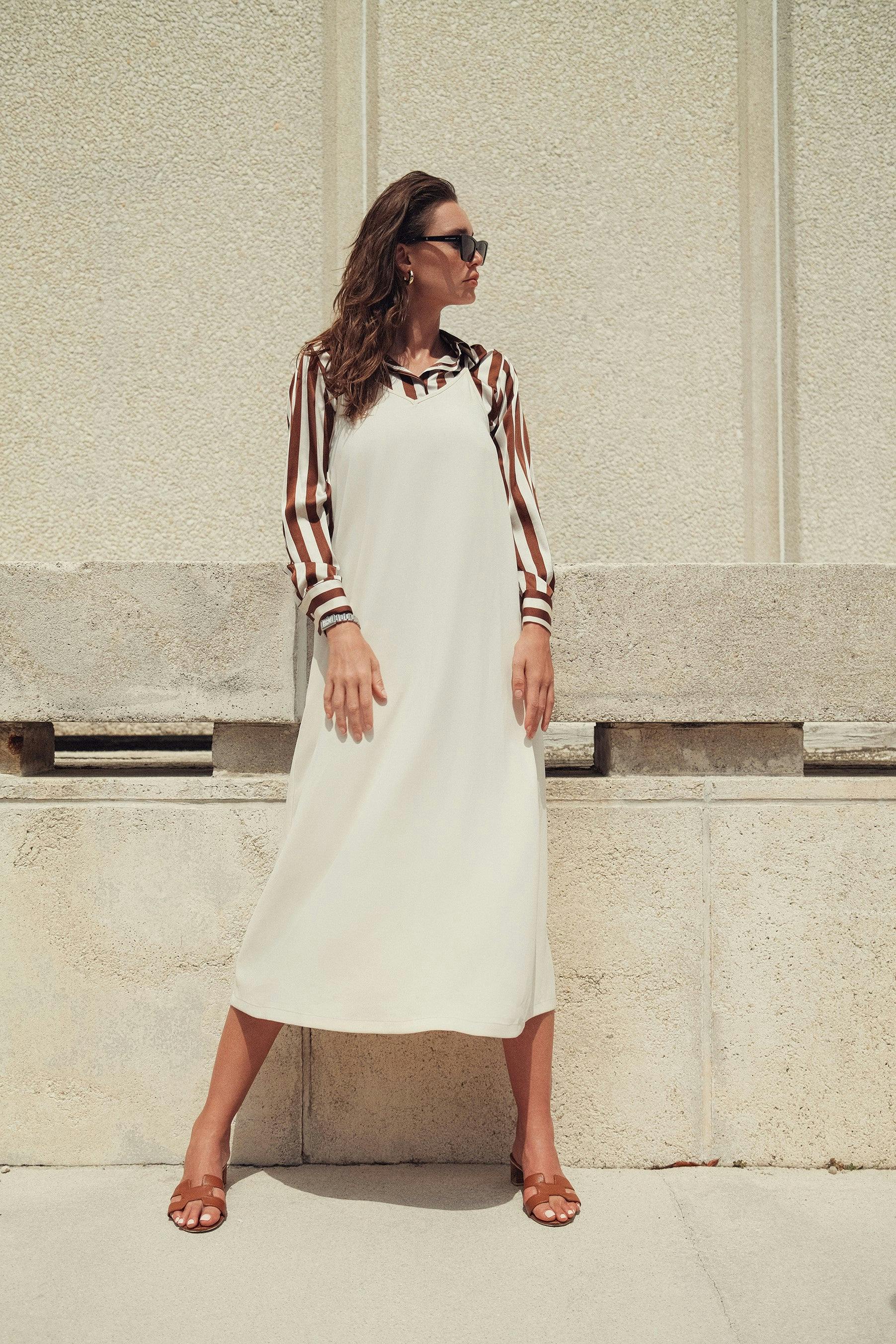 V STRAPPY SLIP DRESS