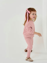Embroidered Cotton Leggings Pink
