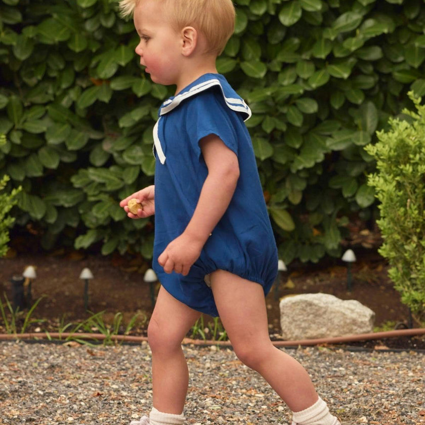 Baby Sailor Romper in Navy
