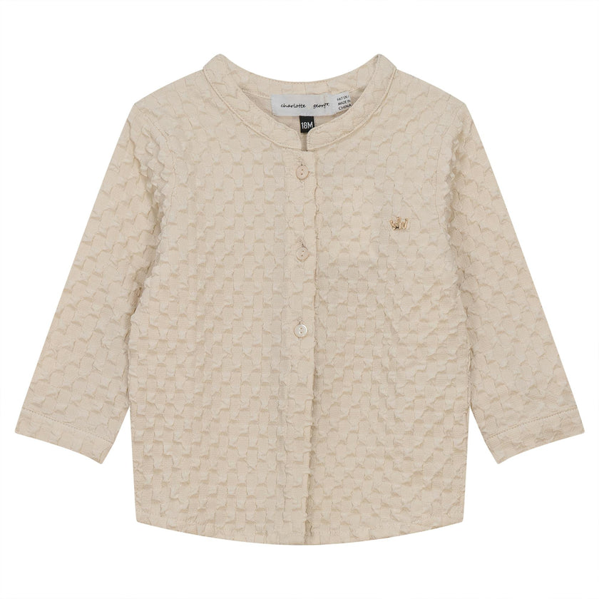 Puff Woven Textured Button Front Shirt