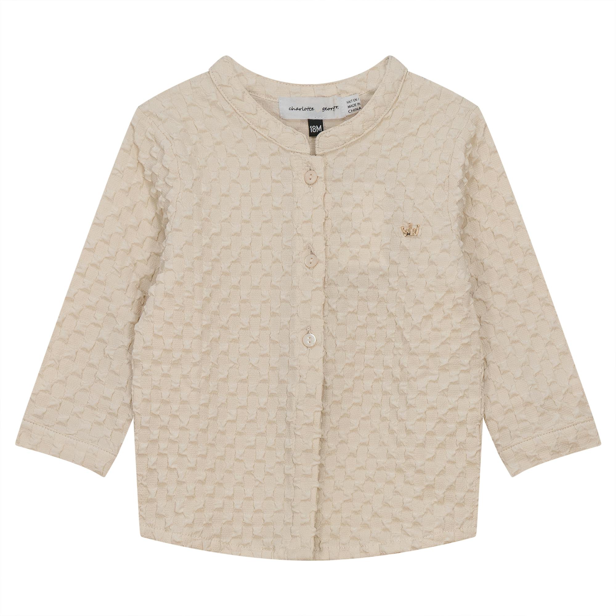 Puff Woven Textured Button Front Shirt