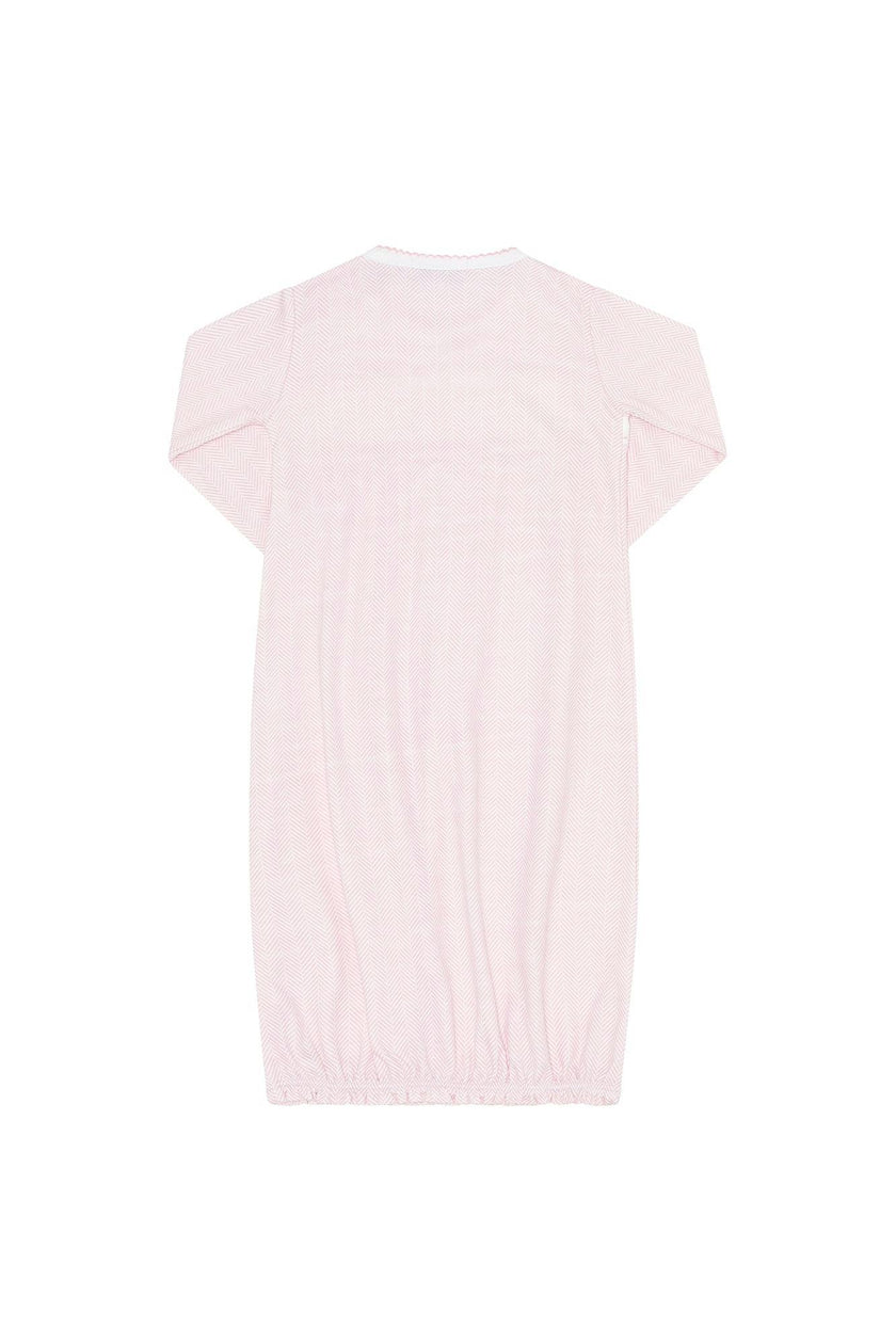 Pink Herringbone Embroidered Gown