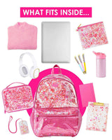 Packed Party Sweet Tart Pink Confetti Backpack Women's Fashion Shoulder Clear Book Bag; Trendy Confetti Look for Work and Travel (Pink - Sweet Tart)