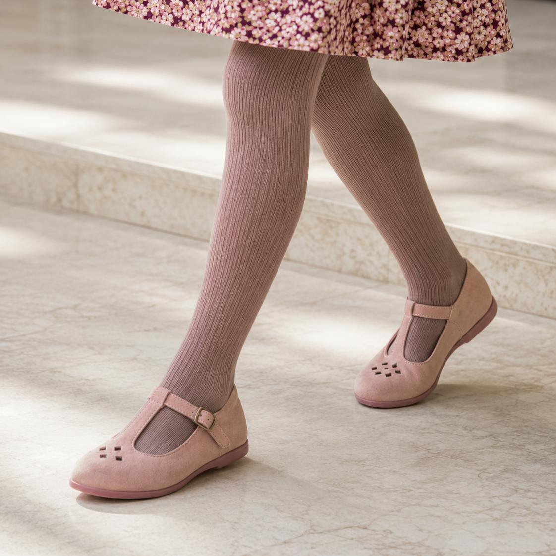 Suede T-Bar Mary Jane | Rose