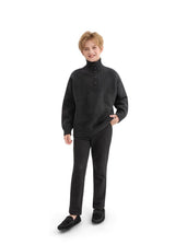 Black Button-Up Ribbed Sweater