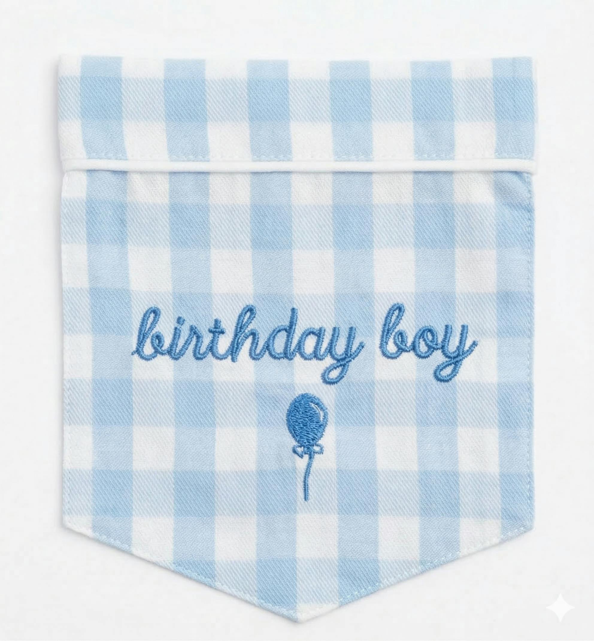 Kid's Twill Blue Gingham Pajama 'Birthday Boy'
