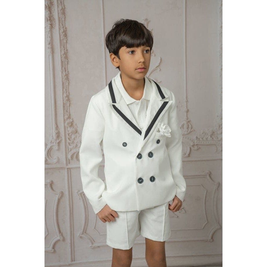 Alex White Boys Blazer With Black Contrast Line