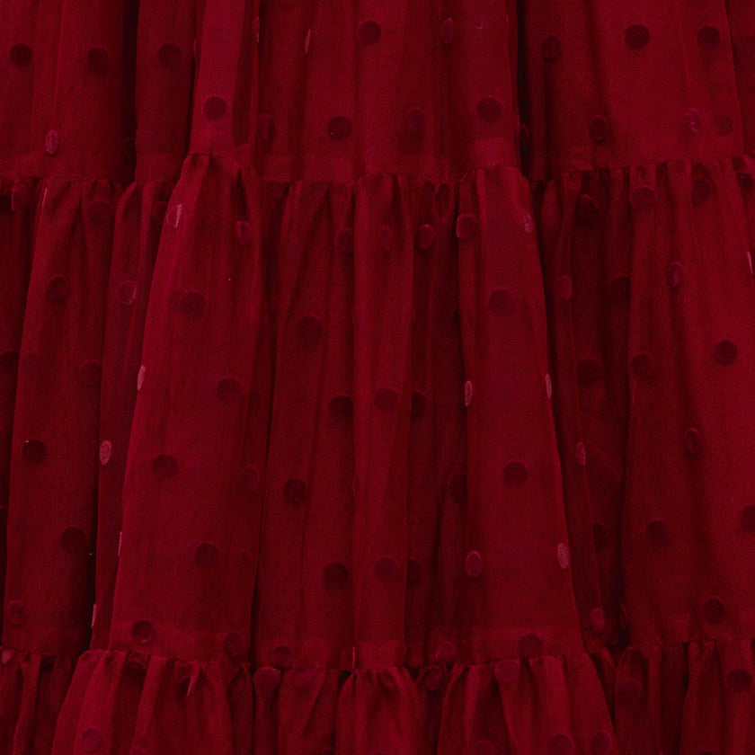Mini Solange Dress in Burgundy Tulle