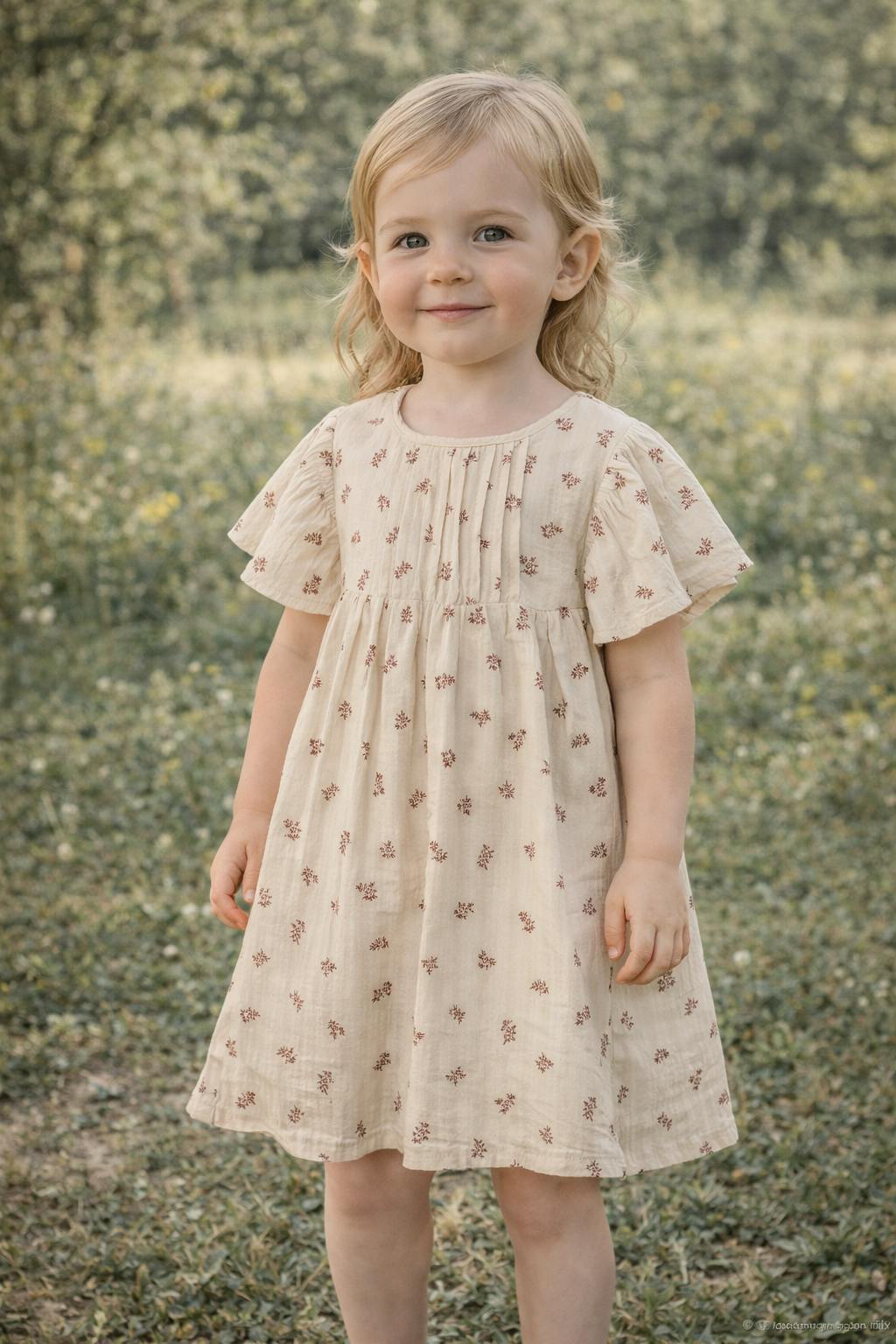 Pin Tuck Flutter Sleeve Dress