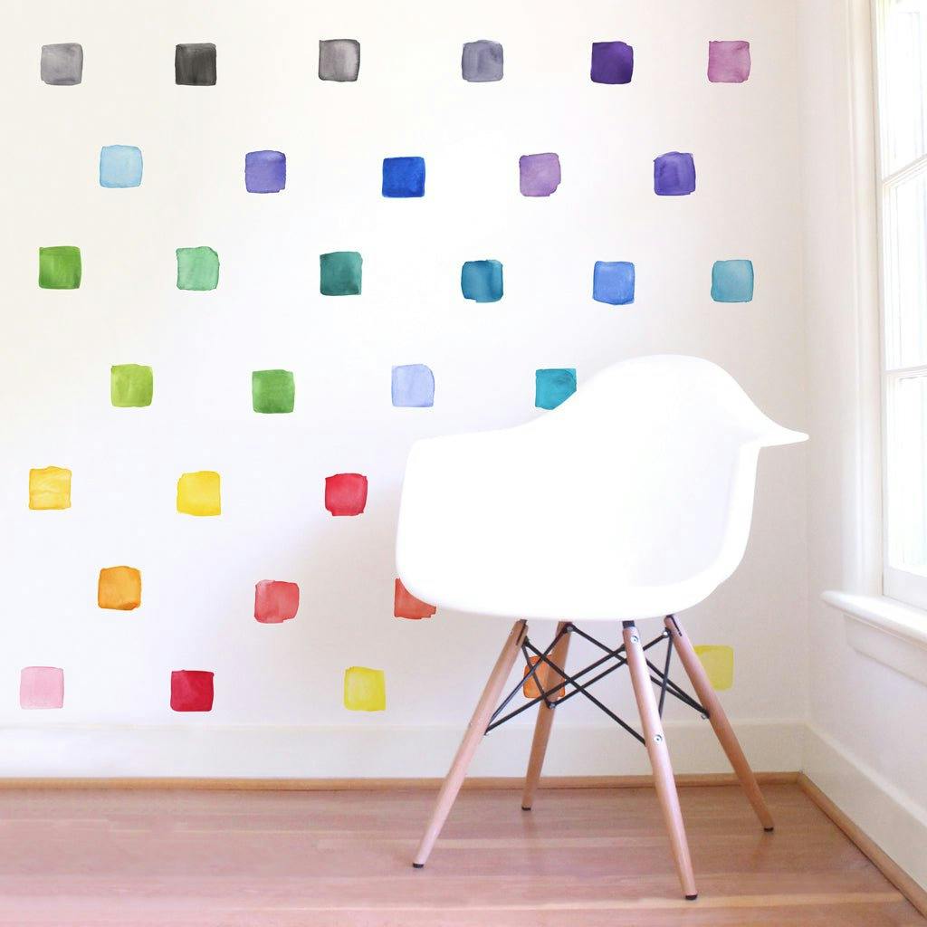 Watercolor Squares • Rainbow • Small • Peel-and-Stick Wall Decals