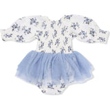 Belle Rosette Dot - Long Sleeve Smocked Bubble with Tutu