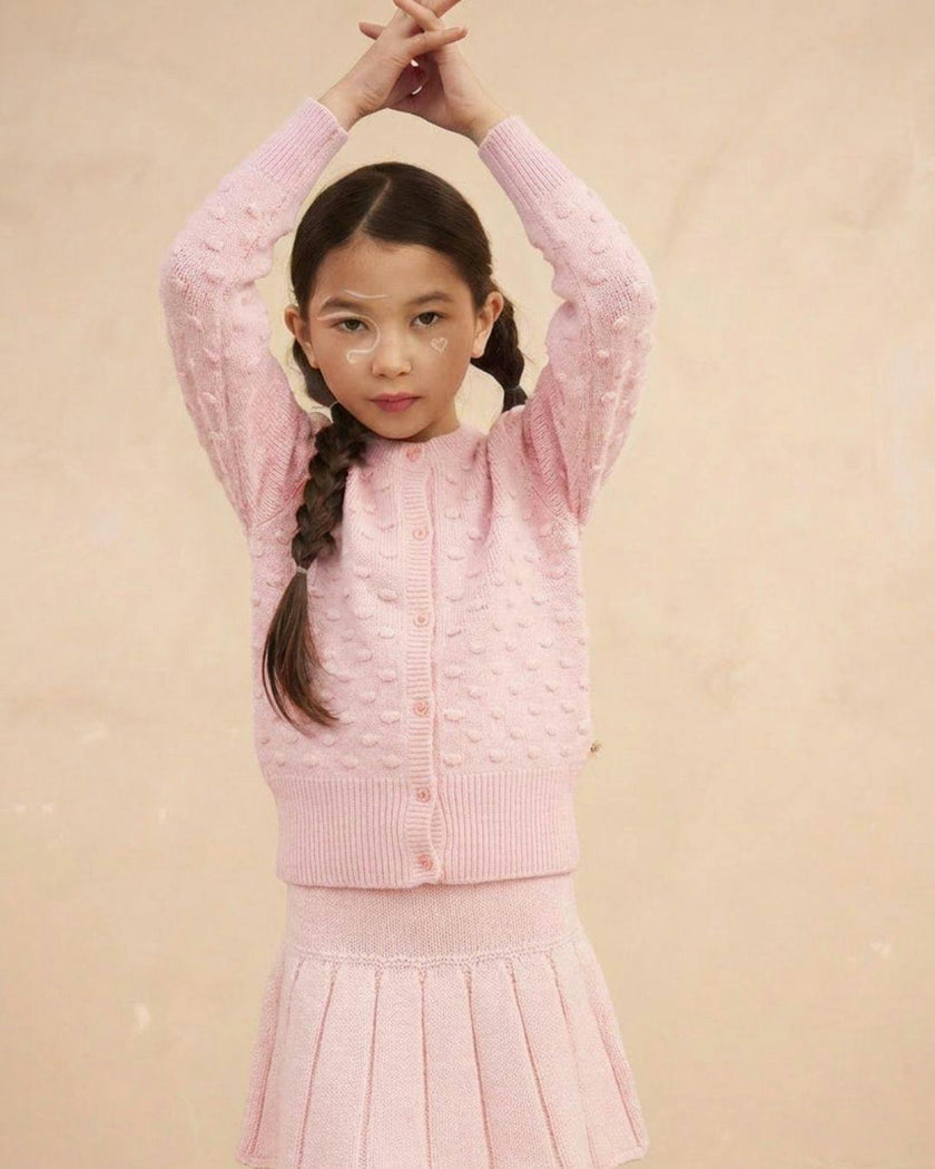 Popcorn Knit Cardigan | Blush