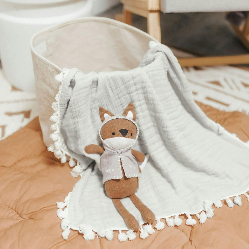 6-Layer Cotton Muslin Baby Blanket (Moonstone Grey)