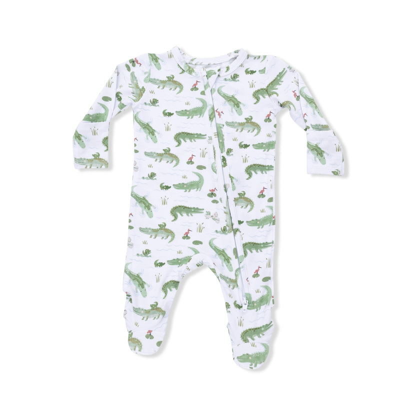 Crayon Alligators - 2 Way Zipper Footie