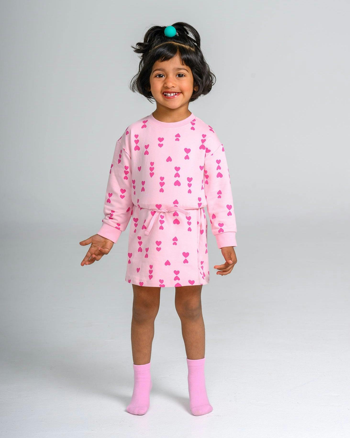 Valentine Pink Hearts Sweatshirt Dress