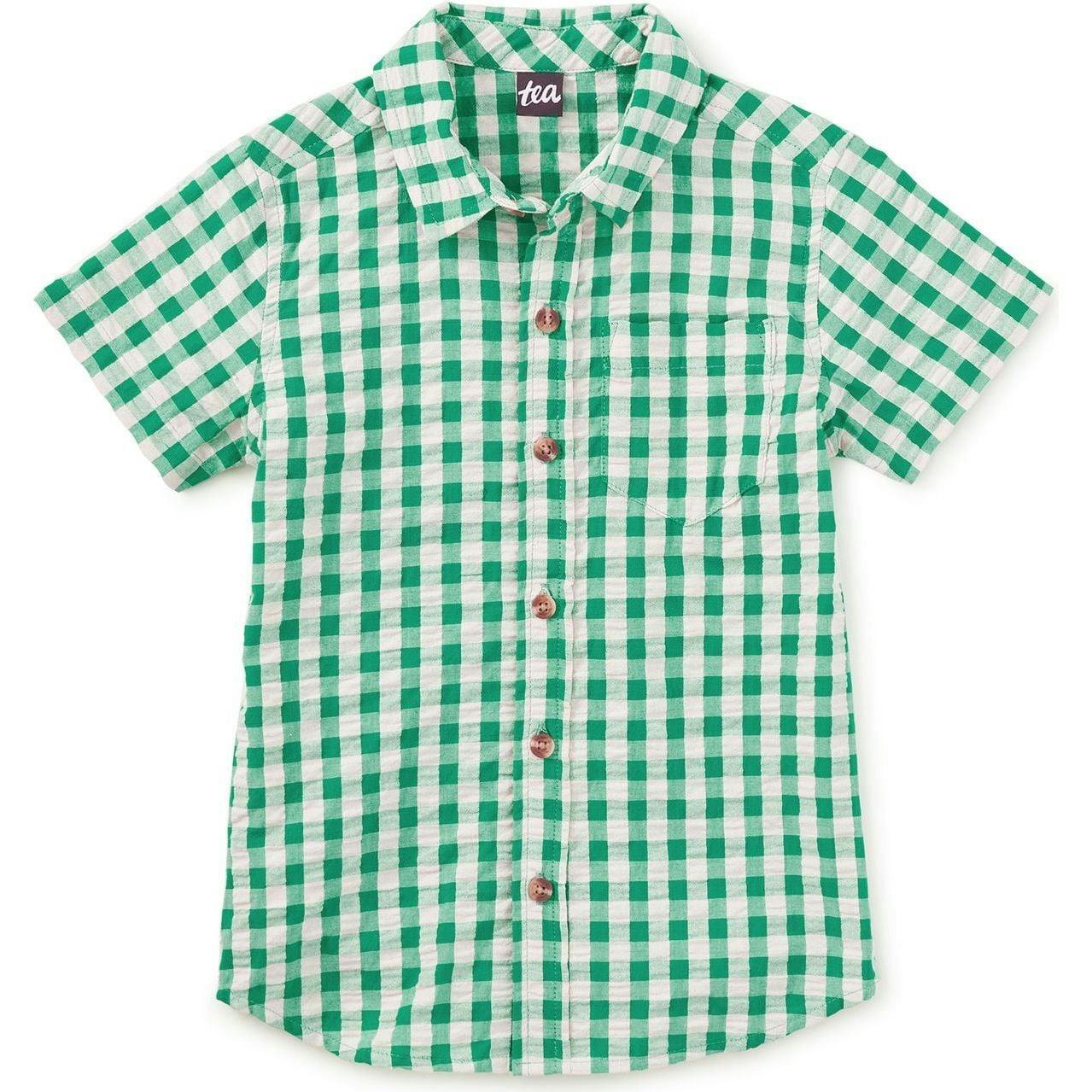 Plaid Button Up Woven Shirt, Blue
