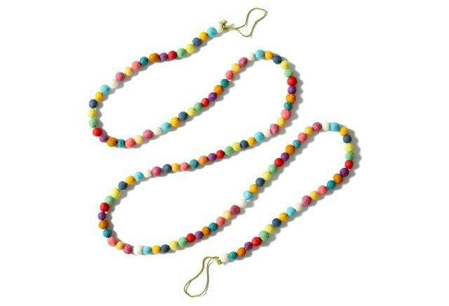 Hand Felted Wool Christmas Garland and Bunting - Multicolor Balls - 6'