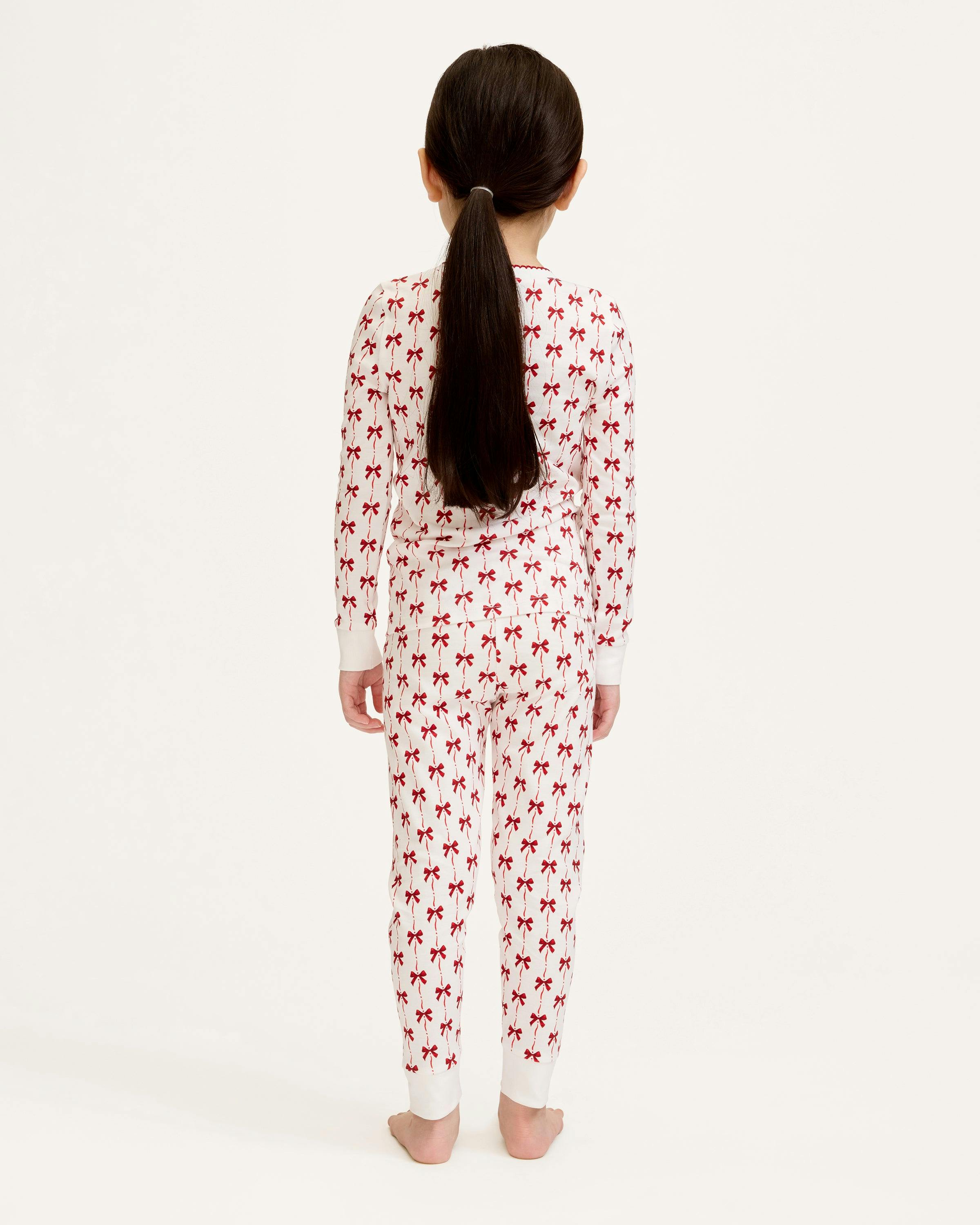 Kid's Pima Snug Fit Pajama Set in Blissful Bows