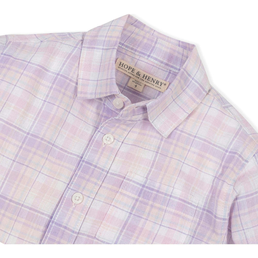 Linen Long Sleeve Button Down Shirt, Purple
