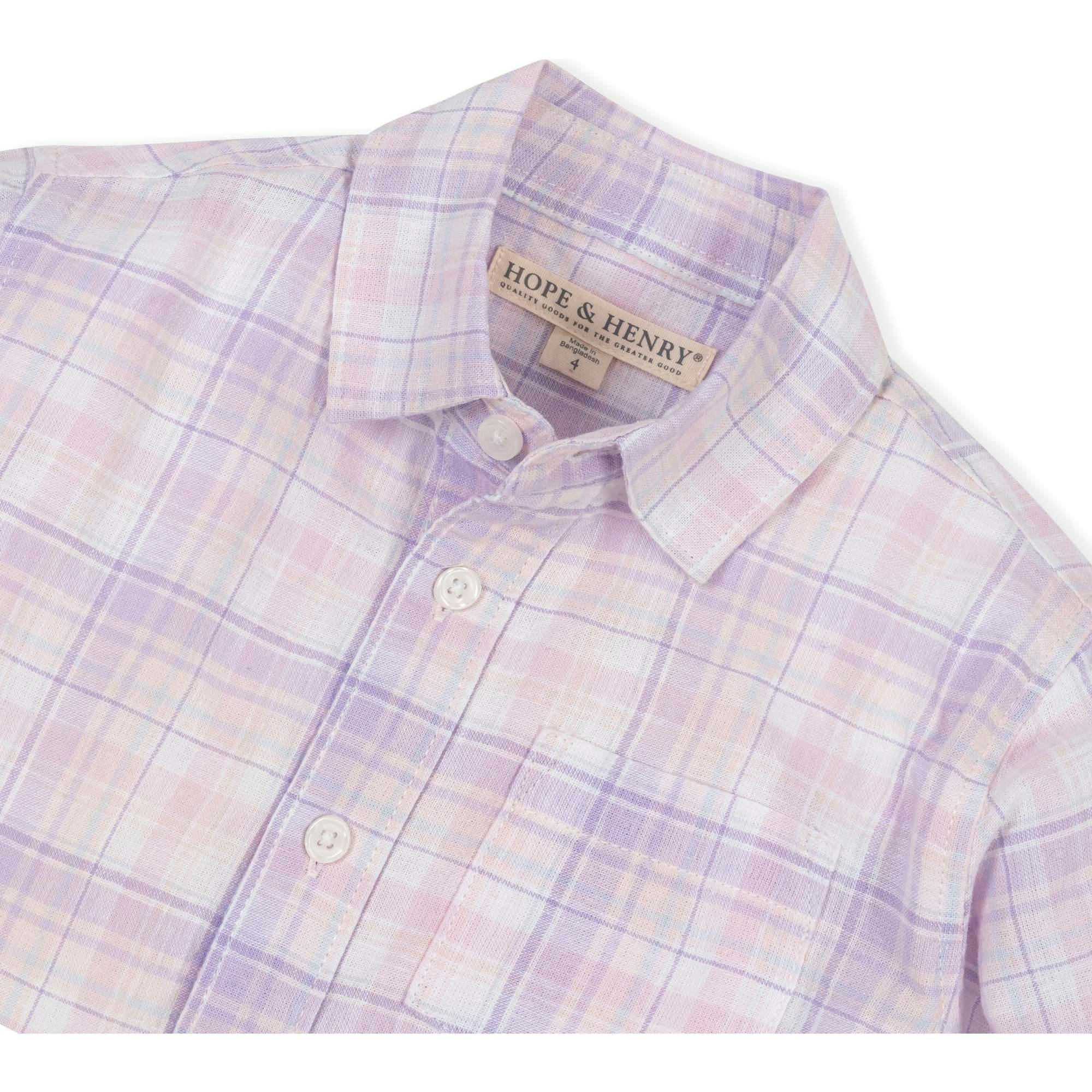Linen Long Sleeve Button Down Shirt, Purple