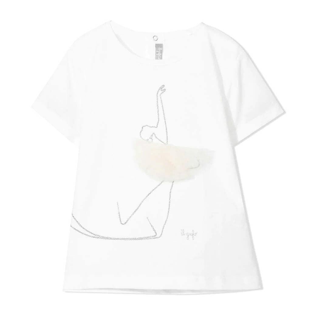 White Ballerina Embroidery T-shirt