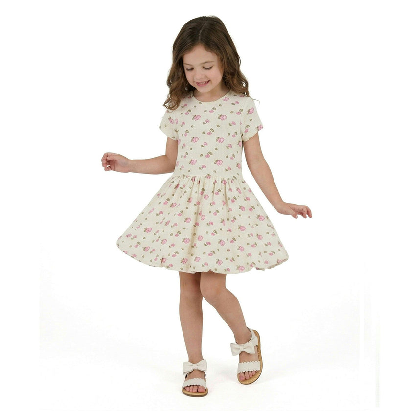 Girls Knit Seersucker Bubble Dress | Blush Floral