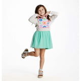 Girls Chenille Floral Sweatshirt & Tulle Tank Dress Set | Aqua