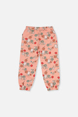 French Terry Sweatpants Pink Cat Print