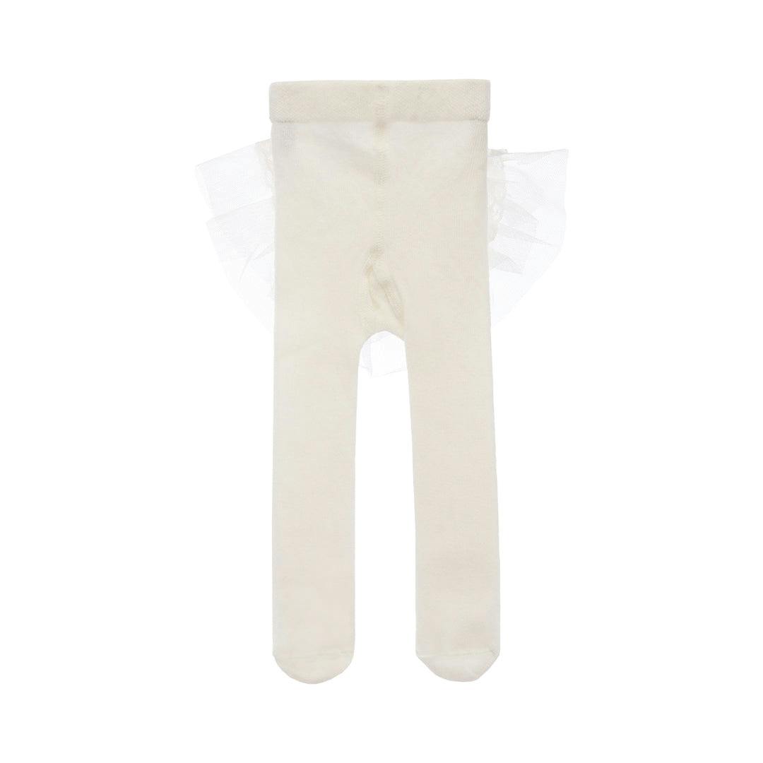 Cream Tulle Ruffle Tights